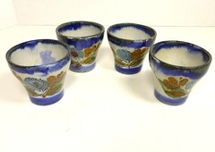 VINTAGE MEXICAN POTTERY KENNETH EDWARDS SET OF 4 SHOT GLASSES