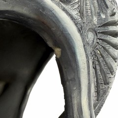 Oaxacan Barro Negro Carved Black Clay Jaguar Panther Head Mexican Folk Art Flaw