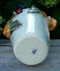 Tall Vase White Hummingbirds Flowers & Ladybug Handmade Tonala Mexico Folk Art