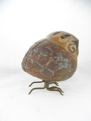 4″ Blazquez Mexico Vintage Folk Art Brass Pottery Owl Sculpture Figurine