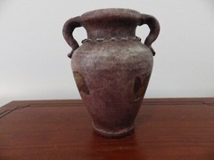 Terra Cotta Pottery Mauve With Leaves H7″ 13″ Around 1.0LB