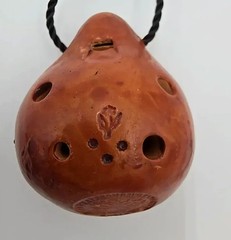 Handmade Clay Ocarina Pendant Whistle Folk Art Anti Drug AIDS Message MPI
