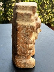 Vintage Mid Century Modern MCM Aztec Statue Terra Cotta Clay Figure 10.5″ Tall