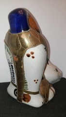 Vint Tonala Mexican stretching cat ceramic Figurine decorated with brass scales