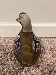 Vintage Handpainted Mexican Tonala Brass Copper Duck Figurine