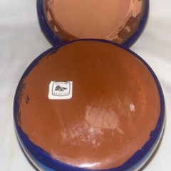 Mexican Art Pottery Clay Round Trinket Box Preowned