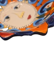 Talavera Pottery, Tabletop Gallery, Sun Bowl. Handpainted, 1 Chip On Back, 10″