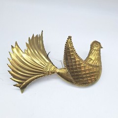 Embossed pressed brass flying bird dove 3D hanging folk art 12″ x 6″ x 7″
