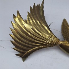 Embossed pressed brass flying bird dove 3D hanging folk art 12″ x 6″ x 7″