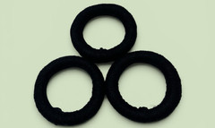 3 Mata Ortiz Pottery Olla Rings Hand Made Mexican Clay Black Yarn Mexico 4.”