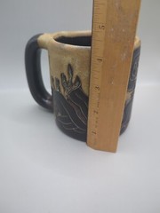 HANDCRAFTED MARA ART POTTERY MUG Southwest CACTUS MEXICO Musician Flute Music