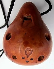 Handmade Clay Ocarina Pendant Whistle Folk Art Anti Drug AIDS Message MPI