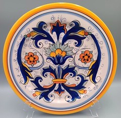 KERAMICS PERU POTTERY HAND PAINTED ROUND SERVING PLATE OR PLATTER