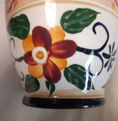 Talavera Hand Painted Tabletop Vase Floral White Blue Green 9”