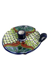 Talavera Mexican Pottery Single Candle Holder Signed Ruth