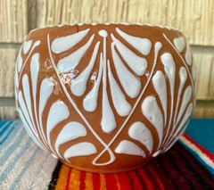 Mexican Ceramic Flower Pot Planter Folk Art Pottery Handmade Talavera #2