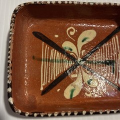 Mexican Folk Art Pottery Trinket Dish Hand Made Hand Painted mid-century modern