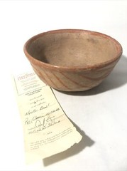 Pre-Classic 100-300 AD Nynte Pottery Bowl w. Red Painted Design.6”Rx3”T -Museum