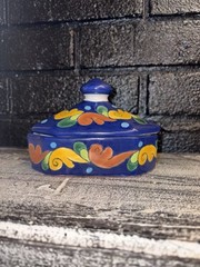 Trinket box Pottery from Mexico By Art Soly Mar. Vibrant Tones w/Classic Look
