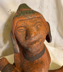 PRE COLUMBIAN MAYAN ARTIFACT LARGE CLAY POTTERY MONARCH KING SATUTE ESTATE
