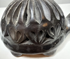 Vintage Turtle Figurine Oaxacan Barro Negro Black Clay Hand Carved Mexico CUTE!