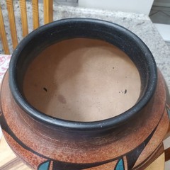 Large Mexico Pot with Stand Made in Mexico Turquoise Accent