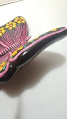 Mexican Pottery Colorful Butterfly Wall Hanging/Table Top Figure Hand Painted