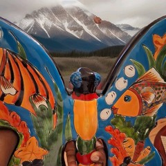 MEXICAN TALAVERA POTTERY BUTTERFLY WALL DECOR, HAND PAINTED.