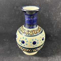 Javier Servin Bud Vase Modern Mexican Folk Art Pottery Embossed Signed