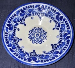Talaveta Bowl Hand Painted Mexican Ceramic Blue White Mexico D’casa 6”