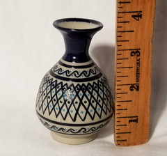 Javier Servin Bud Vase Modern Mexican Folk Art Pottery Embossed Moriage Signed