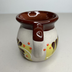 Two Modern Hand-Painted Mexican Clay Pottery Mugs – Glazed Rim & Interior