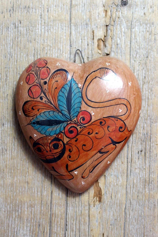 Handmade Heart Love Token Nagual Shapeshifter Clay by Medrano Mexican Folk Art