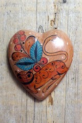 Handmade Heart Love Token Nagual Shapeshifter Clay by Medrano Mexican Folk Art