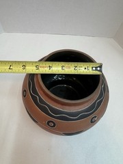 Early Vintage Mexican Signed Pot Vase Vessel Planter Leopoldo de Mexico Brown