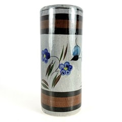 Vintage Vase, Tonala Mexico Art Pottery Gray Tube Shape. Mid-Century Modern