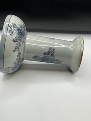 933Ken Edwards Mexican Pottery Single Candle Stick – Signed Vintage Blue Florals