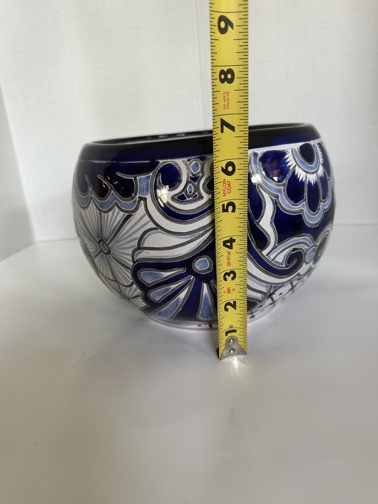 ⭐️Talavera Pottery Planter Blue & White Mexico Vine Pattern Classic Flowers
