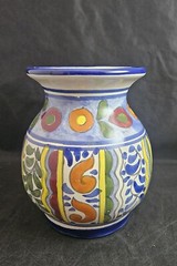 Vintage Talavera Mexican Pottery Ceramic Flower Vase Floral 6″ Tall Signed