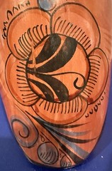 Tonala Pottery Owl Figurine Mexico Folk Art Orange Floral Hand Painted 7.5″