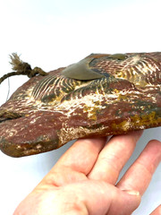 Hand Made 3D Fish Clay Plaque Wall Art Brass Copper Metal Mexico Water Hanging
