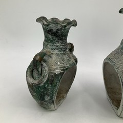 2- Mexican Folk Art Pottery Stone and Brass Chimnea’s Outdoor/ Indoor