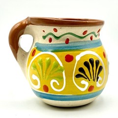 Mexican Red Clay Terracotta Glazed Floral Coffee Mug