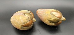 VTG 6 Piece Mexican Clay Copper & Brass Pottery Terracotta Fruit Hand Painted
