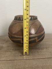 Vintage Mexico Pottery Mata Ortiz Round Bottom Pot Vase Signed 5×5” Wide Mouth
