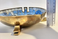 Salvador Terán Modernist Mosaic And Brass Footed Ashtray 7″ Diameter