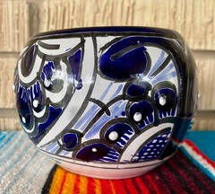 Mexican Ceramic Flower Pot Planter Folk Art Pottery Handmade Talavera #2