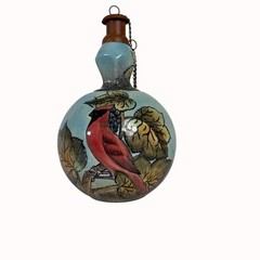 Talavera Tabletop Oil Lamp Cardinal of Peace VTG Artist Sign Outdoor Patio Torch