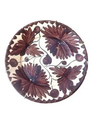 Oaxaca Mexico Drip Ware Pottery PlatePurple Brown Floral Design 8 Inch Diameter