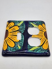 Mexican Pottery Hand Painted Folk Art Double Outlet Single Switch Plate Cover